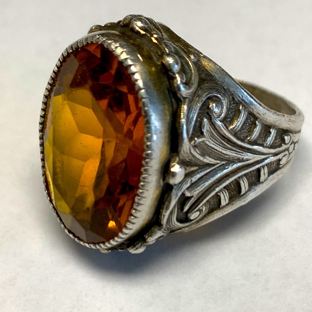 STERLING and Topaz Ring, sz 4